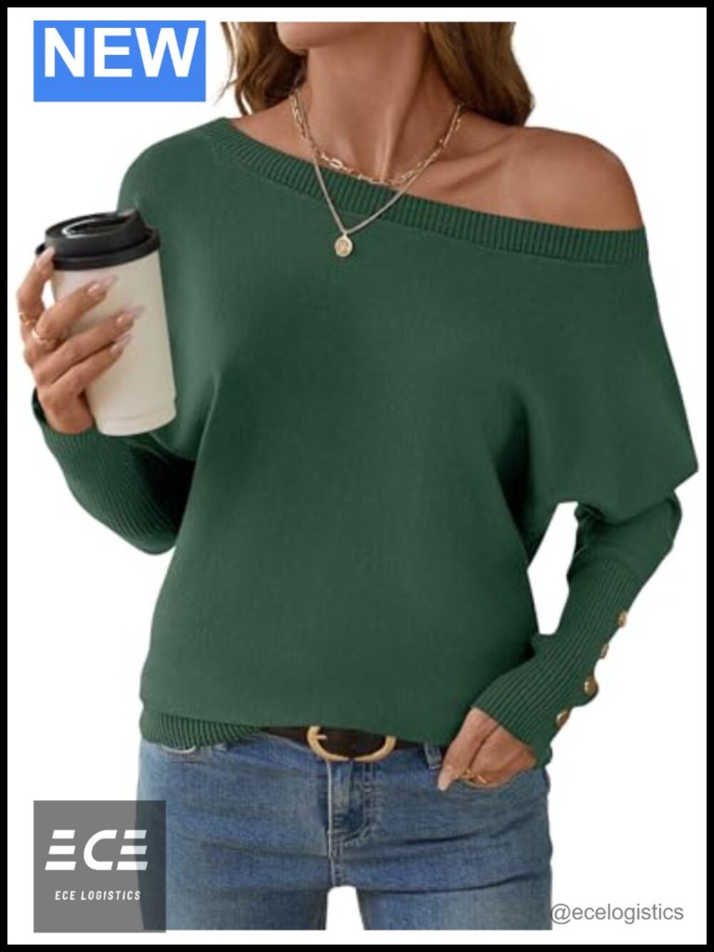 Off Shoulder Batwing Sleeve Knit Pullover Sweater